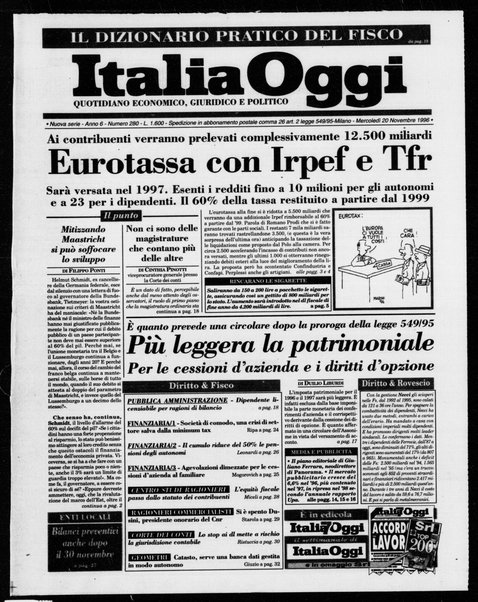 Italia oggi : quotidiano di economia finanza e politica